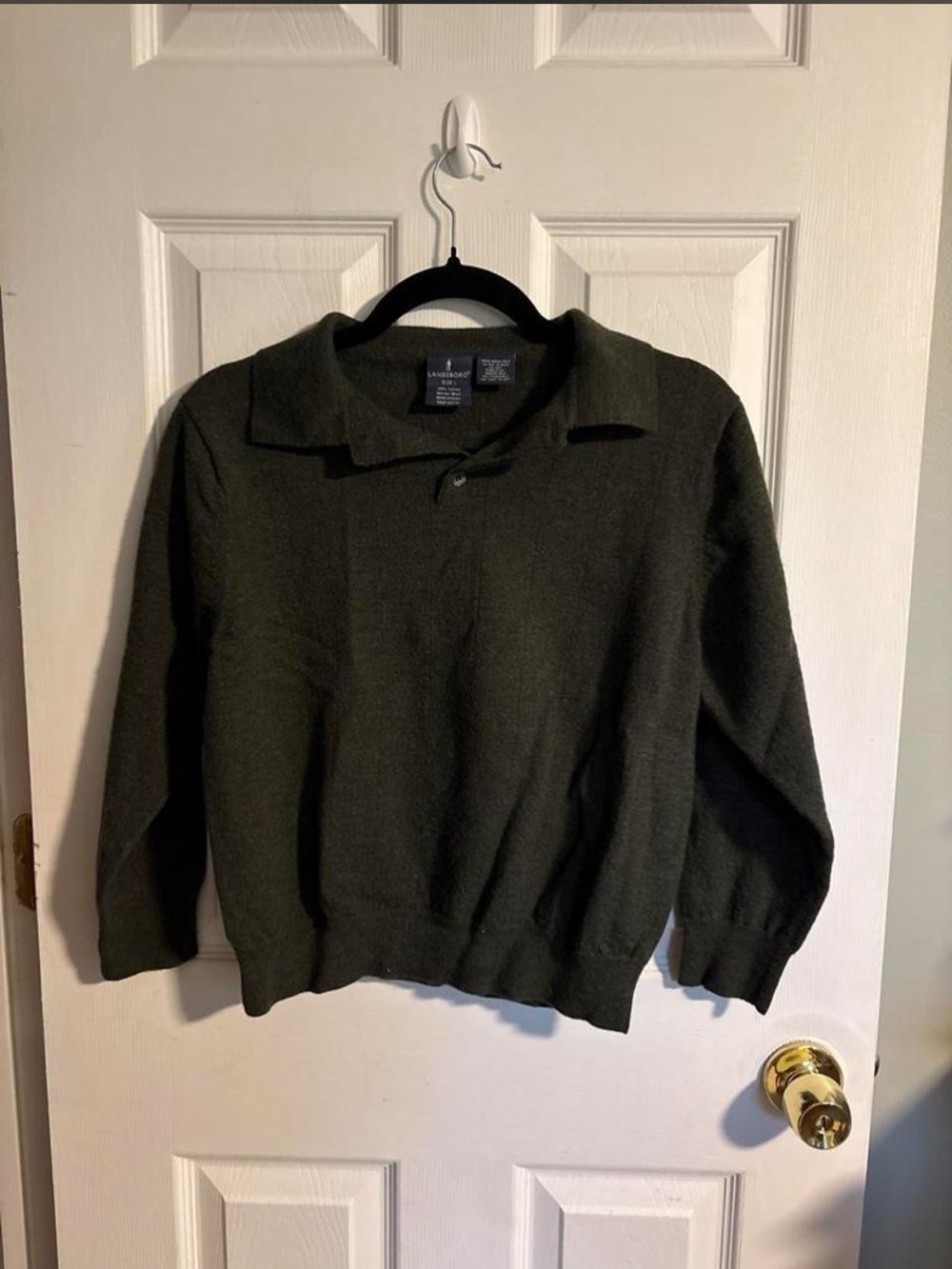 Lanesboro Men's Olive Green V-Neck Polo Sweater